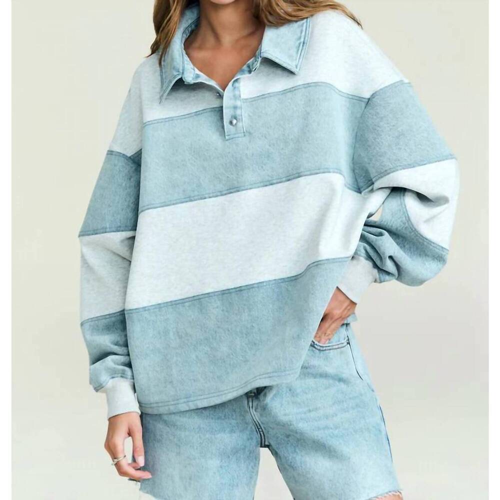 NEW SER.O.YA cher denim top in light grey coastline